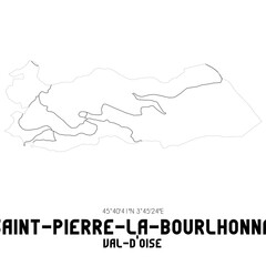 SAINT-PIERRE-LA-BOURLHONNE Val-d'Oise. Minimalistic street map with black and white lines.