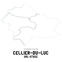 CELLIER-DU-LUC Val-d'Oise. Minimalistic street map with black and white lines.
