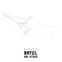 BAYEL Val-d'Oise. Minimalistic street map with black and white lines.