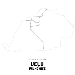 VELU Val-d'Oise. Minimalistic street map with black and white lines.
