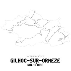 GILHOC-SUR-ORMEZE Val-d'Oise. Minimalistic street map with black and white lines.