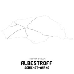 ALBESTROFF Seine-et-Marne. Minimalistic street map with black and white lines.