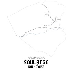SOULATGE Val-d'Oise. Minimalistic street map with black and white lines.