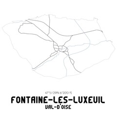 FONTAINE-LES-LUXEUIL Val-d'Oise. Minimalistic street map with black and white lines.