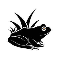 Amphibian aquatic animal frog icon | Black Vector illustration |