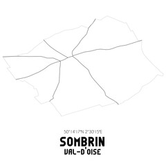 SOMBRIN Val-d'Oise. Minimalistic street map with black and white lines.