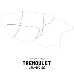 TREMOULET Val-d'Oise. Minimalistic street map with black and white lines.