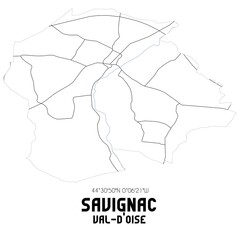 SAVIGNAC Val-d'Oise. Minimalistic street map with black and white lines.