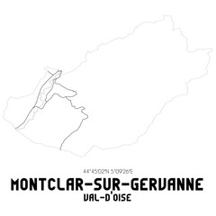 MONTCLAR-SUR-GERVANNE Val-d'Oise. Minimalistic street map with black and white lines.