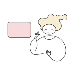 Cute girl with frame for text. Frame with beautiful woman. Woman has an idea. Girl points to a board.