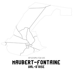 MAUBERT-FONTAINE Val-d'Oise. Minimalistic street map with black and white lines.