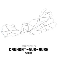 CAUMONT-SUR-AURE Somme. Minimalistic street map with black and white lines.