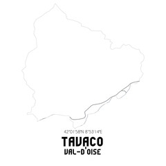 TAVACO Val-d'Oise. Minimalistic street map with black and white lines.