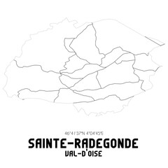 SAINTE-RADEGONDE Val-d'Oise. Minimalistic street map with black and white lines.