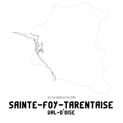 SAINTE-FOY-TARENTAISE Val-d'Oise. Minimalistic street map with black and white lines.