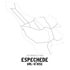 ESPECHEDE Val-d'Oise. Minimalistic street map with black and white lines.