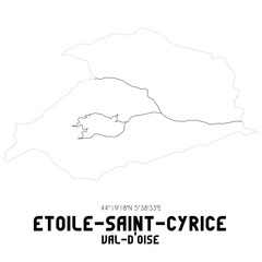 ETOILE-SAINT-CYRICE Val-d'Oise. Minimalistic street map with black and white lines.