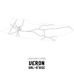 VERON Val-d'Oise. Minimalistic street map with black and white lines.