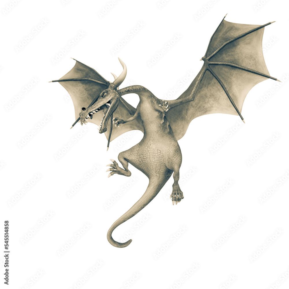 Wall mural dragon cartoon floating in the air