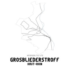 GROSBLIEDERSTROFF Haut-Rhin. Minimalistic street map with black and white lines.