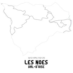 LES NOES Val-d'Oise. Minimalistic street map with black and white lines.