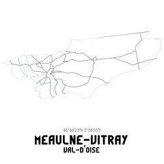 MEAULNE-VITRAY Val-d'Oise. Minimalistic street map with black and white lines.