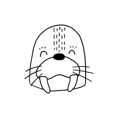 Scandinavian animal face. Nordic cute head. Vector hand drawn face for nurcery print textile © elena_garder
