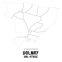 VOLNAY Val-d'Oise. Minimalistic street map with black and white lines.