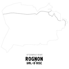 ROGNON Val-d'Oise. Minimalistic street map with black and white lines.