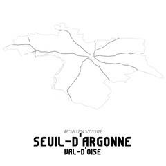 SEUIL-D'ARGONNE Val-d'Oise. Minimalistic street map with black and white lines.