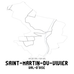 SAINT-MARTIN-DU-VIVIER Val-d'Oise. Minimalistic street map with black and white lines.