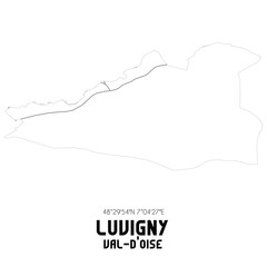 LUVIGNY Val-d'Oise. Minimalistic street map with black and white lines.