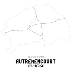 AUTREMENCOURT Val-d'Oise. Minimalistic street map with black and white lines.