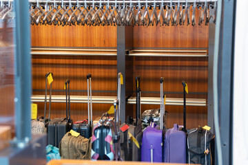 Fototapeta na wymiar Luggage Storage and Wardrobe: Suitcases Neatly Arranged