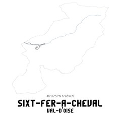 SIXT-FER-A-CHEVAL Val-d'Oise. Minimalistic street map with black and white lines.