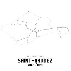 SAINT-MAUDEZ Val-d'Oise. Minimalistic street map with black and white lines.