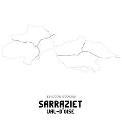 SARRAZIET Val-d'Oise. Minimalistic street map with black and white lines.