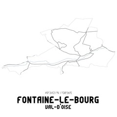 FONTAINE-LE-BOURG Val-d'Oise. Minimalistic street map with black and white lines.