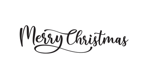 MERRY CHRISTMAS brush hand lettering, isolated on white background