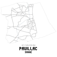 PAUILLAC Somme. Minimalistic street map with black and white lines.