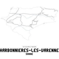 CHARBONNIERES-LES-VARENNES Somme. Minimalistic street map with black and white lines.