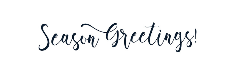 Season's greetings brush hand lettering, isolated on white background