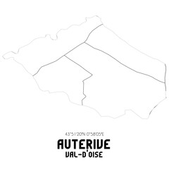 AUTERIVE Val-d'Oise. Minimalistic street map with black and white lines.