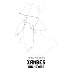 Fototapeta premium XAMBES Val-d'Oise. Minimalistic street map with black and white lines.