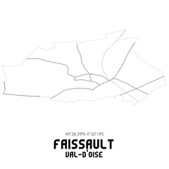 FAISSAULT Val-d'Oise. Minimalistic street map with black and white lines.