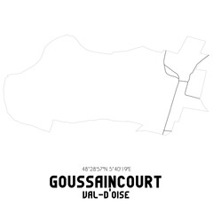 GOUSSAINCOURT Val-d'Oise. Minimalistic street map with black and white lines.