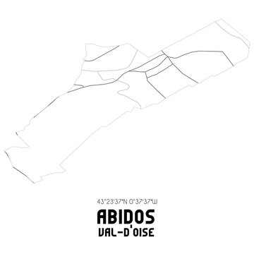 ABIDOS Val-d'Oise. Minimalistic street map with black and white lines.