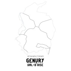 GENVRY Val-d'Oise. Minimalistic street map with black and white lines.