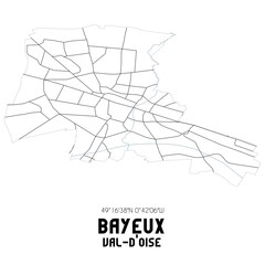 BAYEUX Val-d'Oise. Minimalistic street map with black and white lines.
