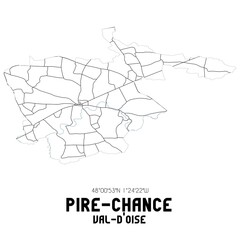PIRE-CHANCE Val-d'Oise. Minimalistic street map with black and white lines.